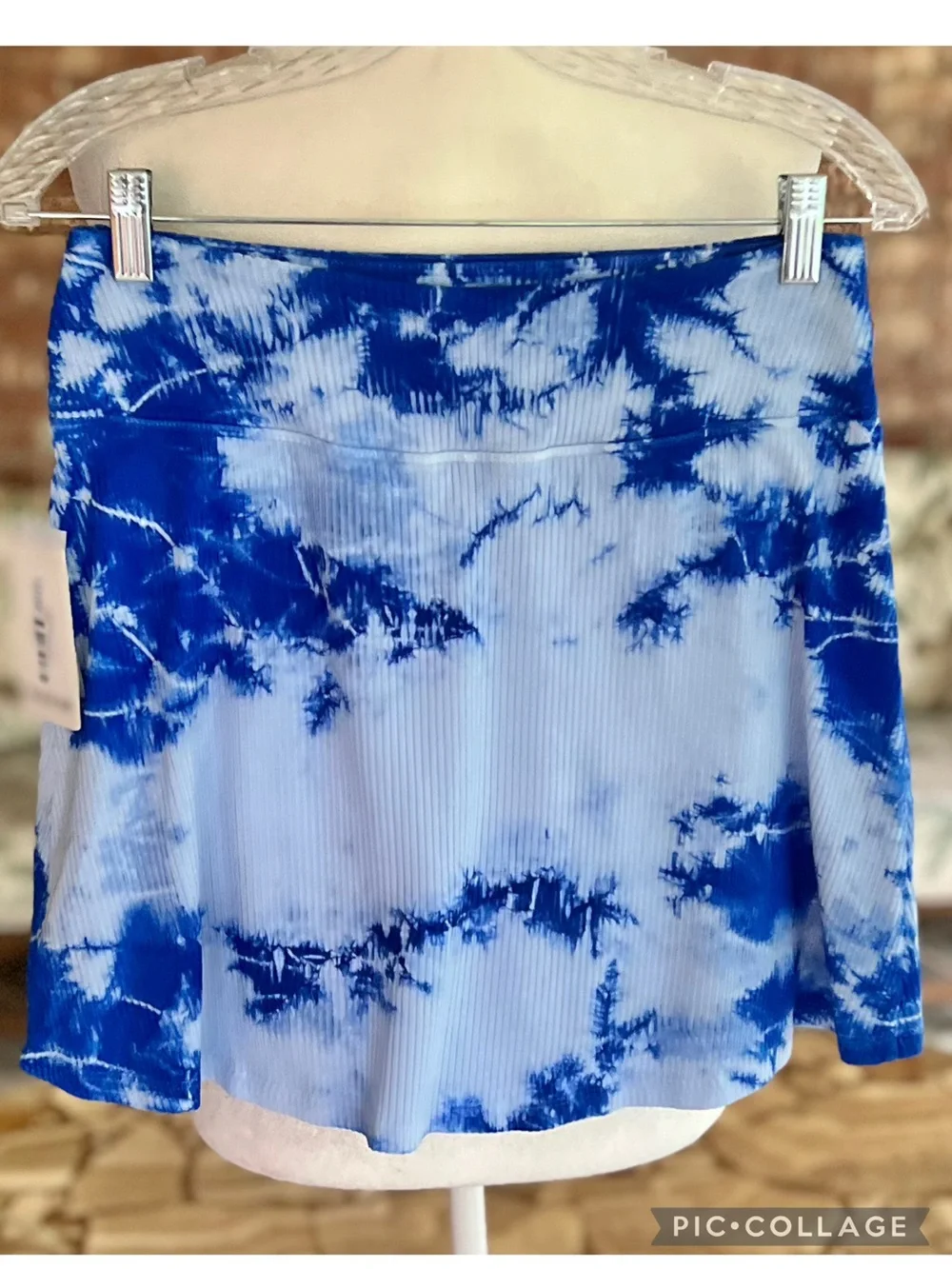 Year of Ours Blue Tie Dye Ribbed Knit Skort NWT M Activewear Pickleball